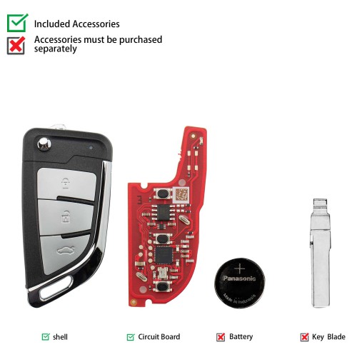 XHORSE XEKF31EN Style II Universel XE Séries Smarty Remote 3 Boutons Avec XT57B Super Chip