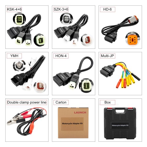 LAUNCH Motorcycle Diagnostic Connecteurs Kit V3 PN: 301181447 avec carte de renouvellement d'un an