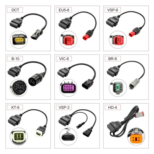 LAUNCH Motorcycle Diagnostic Connecteurs Kit V3 PN: 301181447 avec carte de renouvellement d'un an