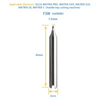 GODIAG F3W 1.5MM End Milling Cutter φ1.5xD6x45Lx3F for  SILCA MATRIX PRO, MATRIX EVO, MATRIX SLX, MATRIX SX, MATRIX S 5PCS