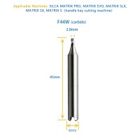 GODIAG F44W 2.0MM End Milling Cutter φ2.0xD6x45Lx3F For SILCA MATRIX PRO, MATRIX EVO, MATRIX SLX, MATRIX SX, MATRIX S 5PCS