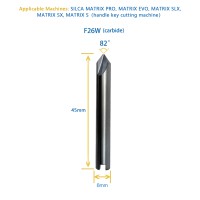 GODIAG F26W 82° Dimple Cutter φ6x82°x48L-0.8x2T For SILCA MATRIX PRO, MATRIX EVO, MATRIX SLX, MATRIX SX, MATRIX S 5PCS