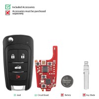 XHORSE XNBU21EN VVDI GM FLIP KEY TYPE WIRELESS UNIVERSEL REMOTE KEY 4 BOUTON 5PCS