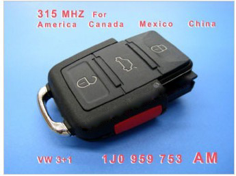 VW 3+1 Remote 1 JO 959 753 AM 315Mhz For America Canada Mexico China