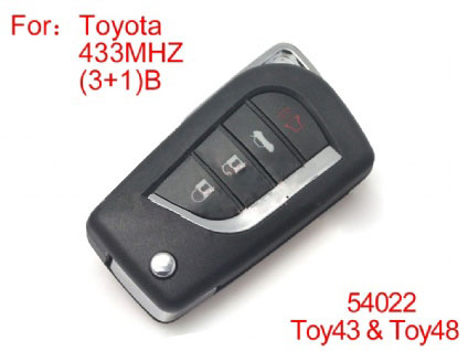 Toyota Modified Remote Key 4 Buttons 433MHZ (not including the chip )