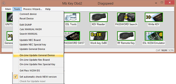 Diagspeed MB Key OBD2 Update