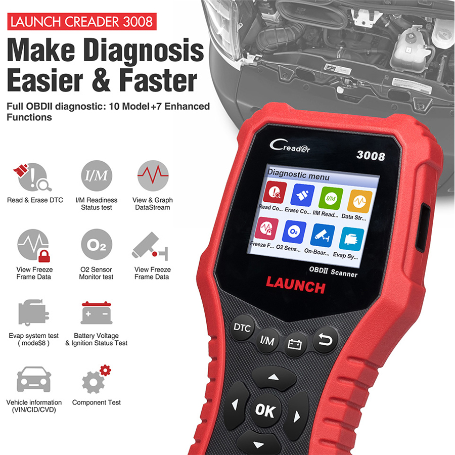 LAUNCH OBD2 CR3008 make diagnosis easier & faster