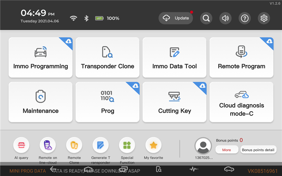 key tool plus logiciel menu 1