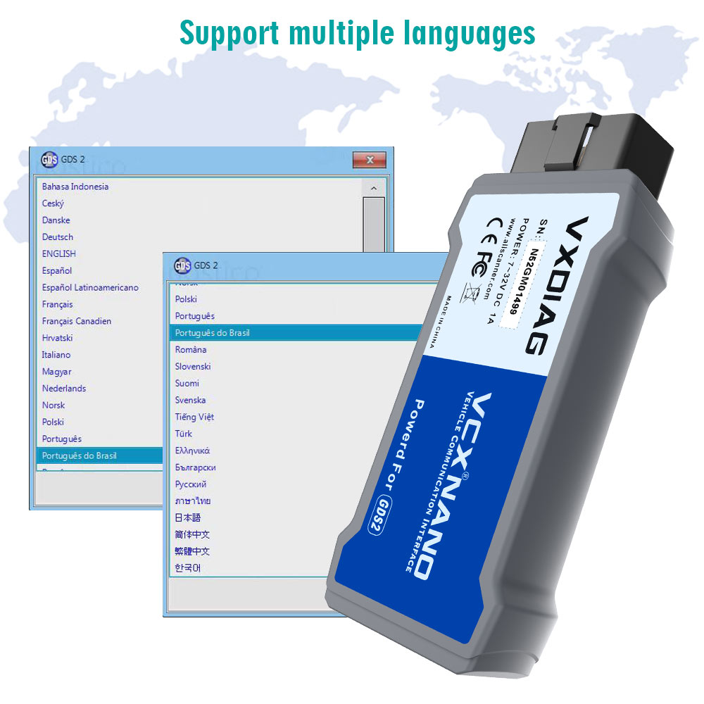 VXDIAG VCX NANO for GM/OPEL GDS2 support language