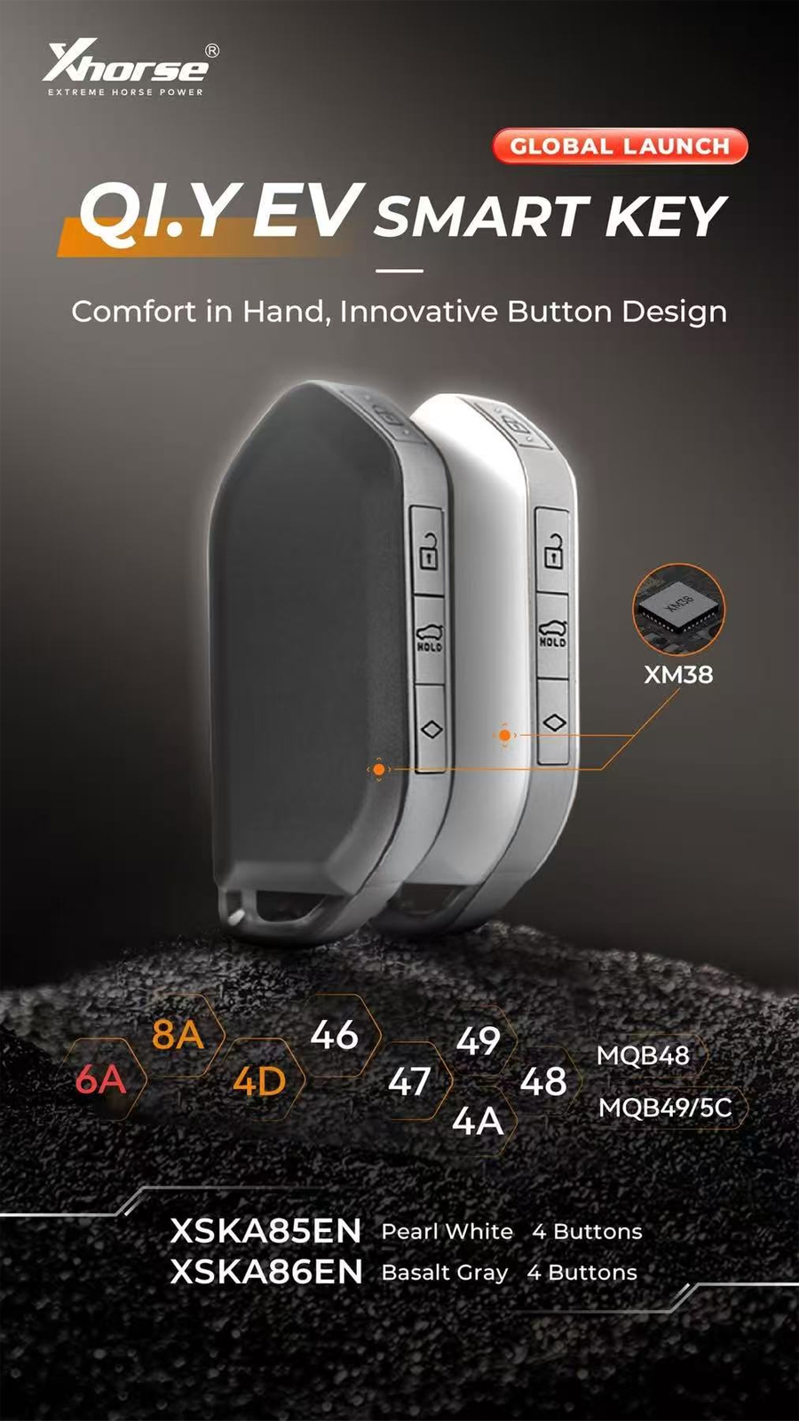 XHORSE XSKA85EN QI.Y EV XM38 Smart Key 4 Boutons 5PCS